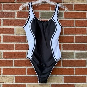 Monochrome Black White NWOT Unbranded One Piece Swimsuit 🩱
